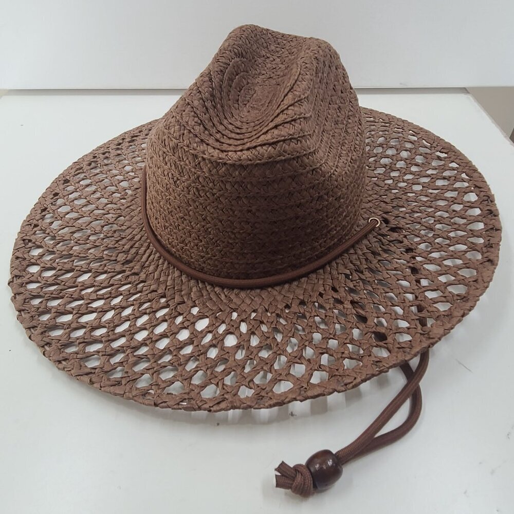 Universal Thread NWT Paper Hand Woven Braided Rancher Hat Open Hole Pattern Boho - Picture 4 of 9